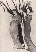Marie Laurencin Three woman in front of tree painting